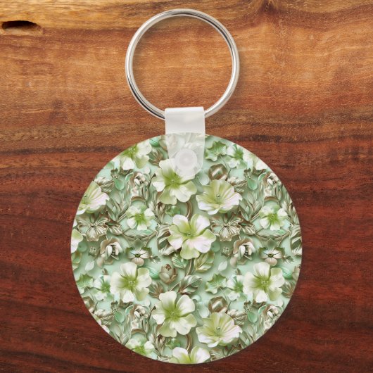Gestileerde groene bloemen sleutelhanger (Achterkant)