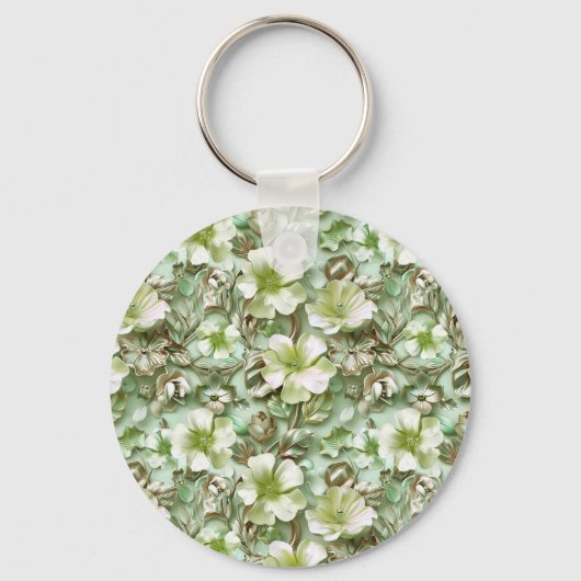 Gestileerde groene bloemen sleutelhanger (Achterkant)