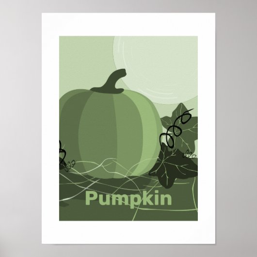Gestileerde Groene Pompoen Keuken Herfst Seizoen Poster (Voorkant)
