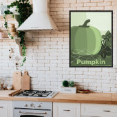 Gestileerde Groene Pompoen Keuken Herfst Seizoen Poster