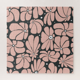 Gestileerde grote bloesems, naadloos bloemenpatroo legpuzzel