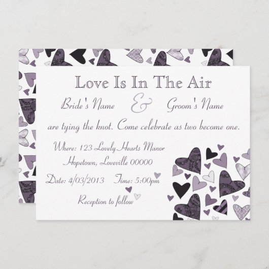 gestileerde harten bruiloft kaart (Voorkant / Achterkant)