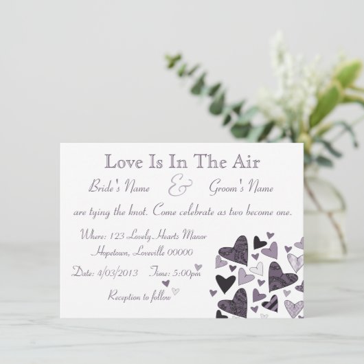 gestileerde harten bruiloft kaart (Staand voorkant)