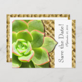 Gestileerde Hen en Chick Burlap slaan de datum op Aankondigingskaart (Voorkant / Achterkant)