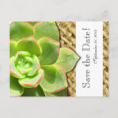 Gestileerde Hen en Chick Burlap slaan de datum op Aankondigingskaart (Voorkant)