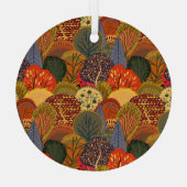 Gestileerde herfstbomen, helder bospatroon. glas ornament (Achterkant)