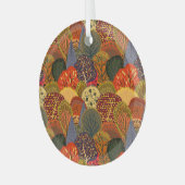 Gestileerde herfstbomen, helder bospatroon. glas ornament (Voorkant links)