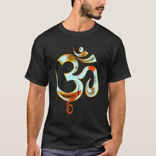 Gestileerde Hindoe om Ohm Aum symbool T-shirt (Voorkant)