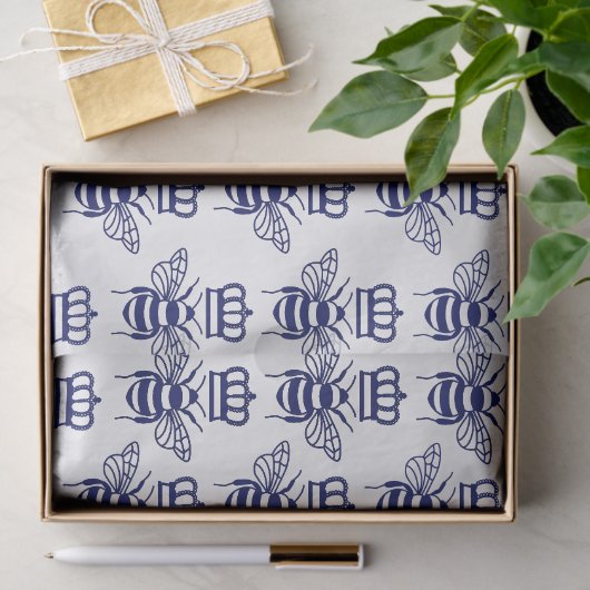  gestileerde hommels met kroon - Blauw Tissuepapier (Geschenk)