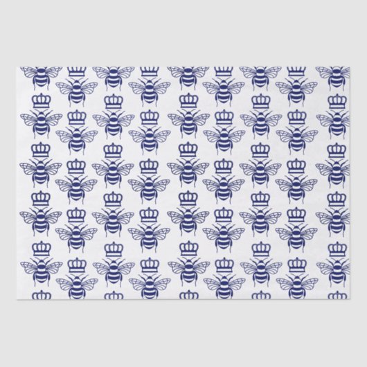 gestileerde hommels met kroon - Blauw Tissuepapier (Voorkant)