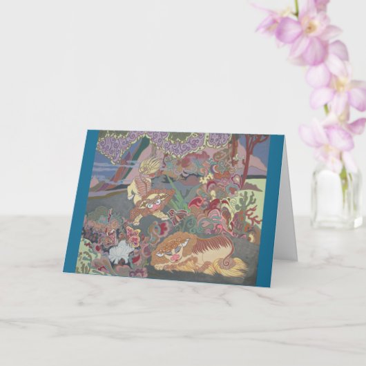 Gestileerde honden spelen in de tuin kaart (Orchidee)