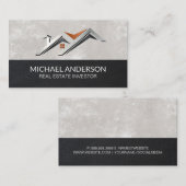 Gestileerde Huis Dak Logo | lederen textuur Visitekaartje (Voorkant / Achterkant)