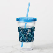 Gestileerde Hydrangea bloemmotief - Elegant Blauw Acryl Drinkbeker (Achterkant)