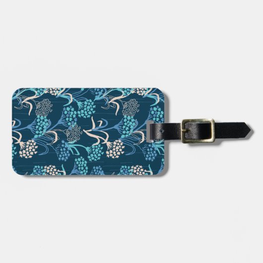 Gestileerde Hydrangea bloemmotief - Elegant Blauw Bagagelabel (Voorkant horizontaal)