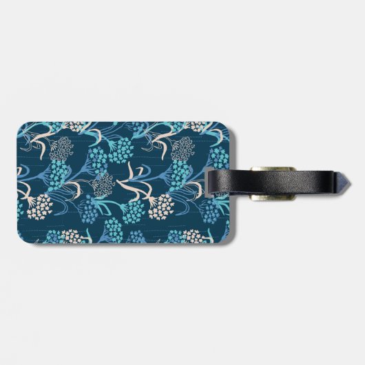 Gestileerde Hydrangea bloemmotief - Elegant Blauw Bagagelabel (Achterkant horizontaal)