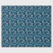 Gestileerde Hydrangea bloemmotief - Elegant Blauw Cadeaupapier (Vlak)