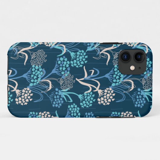 Gestileerde Hydrangea bloemmotief - Elegant Blauw Case-Mate iPhone Case (Achterkant (horizontaal))
