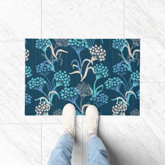 Gestileerde Hydrangea bloemmotief - Elegant Blauw Deurmat