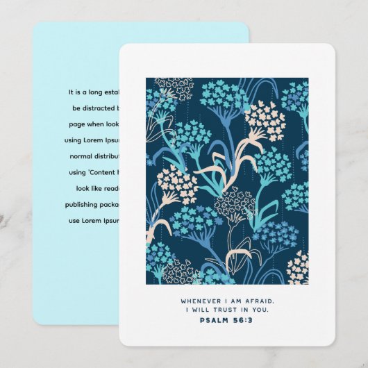 Gestileerde Hydrangea bloemmotief - Elegant Blauw Feestdagenkaart (Voorkant / Achterkant)