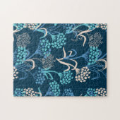 Gestileerde Hydrangea bloemmotief - Elegant Blauw Legpuzzel (Horizontaal)