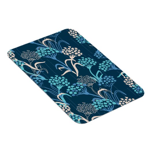 Gestileerde Hydrangea bloemmotief - Elegant Blauw Magneet (Rechterzijde)