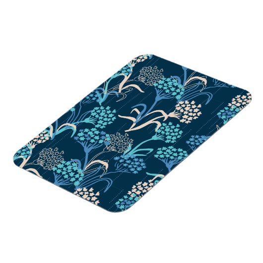 Gestileerde Hydrangea bloemmotief - Elegant Blauw Magneet (Linkerzijde)