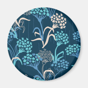 Gestileerde Hydrangea bloemmotief - Elegant Blauw Magneet