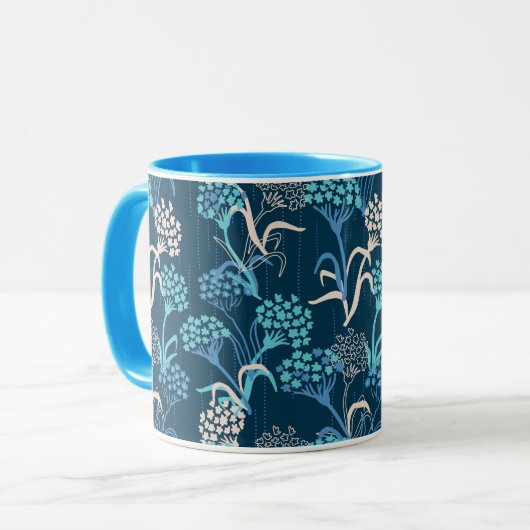 Gestileerde Hydrangea bloemmotief - Elegant Blauw Mok (Voorkant links)