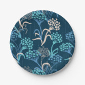 Gestileerde Hydrangea bloemmotief - Elegant Blauw Papieren Bordje (Voorkant)