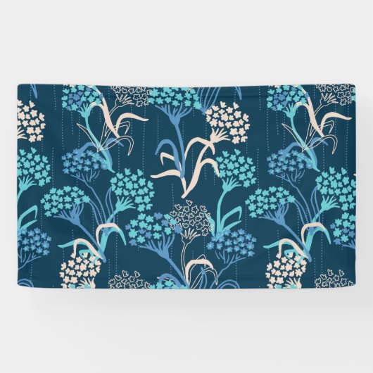 Gestileerde Hydrangea bloemmotief - Elegant Blauw Spandoek (Horizontaal)