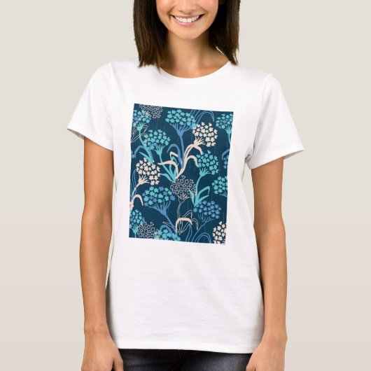 Gestileerde Hydrangea bloemmotief - Elegant Blauw T-shirt (Voorkant)