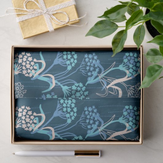 Gestileerde Hydrangea bloemmotief - Elegant Blauw Tissuepapier (Geschenk)