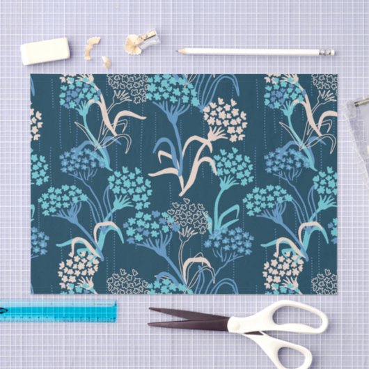 Gestileerde Hydrangea bloemmotief - Elegant Blauw Tissuepapier (Craft)