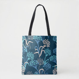 Gestileerde Hydrangea bloemmotief - Elegant Blauw Tote Bag