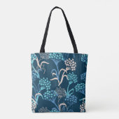 Gestileerde Hydrangea bloemmotief - Elegant Blauw Tote Bag (Achterkant)
