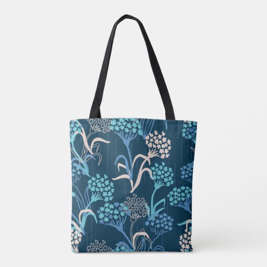 Gestileerde Hydrangea bloemmotief - Elegant Blauw Tote Bag (Achterkant)