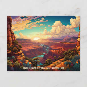 Gestileerde illustratie Grand Canyon National Park Briefkaart