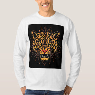 Gestileerde illustratie van een tijgerkop, t-shirt