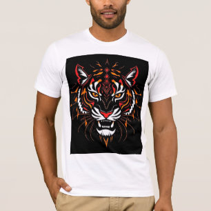 Gestileerde illustratie van een tijgerkop t-shirt