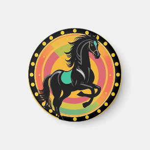 Gestileerde illustratie van een zwart paard magneet