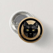 Gestileerde Illustratie van Zwarte Kat Ronde Button 3,2 Cm (Voorkant /achterkant)