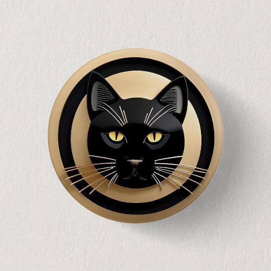 Gestileerde Illustratie van Zwarte Kat Ronde Button 3,2 Cm (Voorkant)