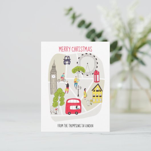 Gestileerde kaart Prettig kerstfeest Naam uit Lond (Staand voorkant)