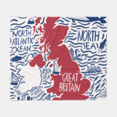Gestileerde kaart van het Verenigd Koninkrijk: Vin Fleece Deken (Voorkant (Horizontaal))