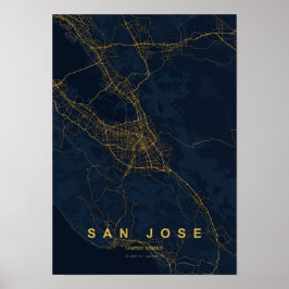 Gestileerde kaartprint van San Jose California Poster