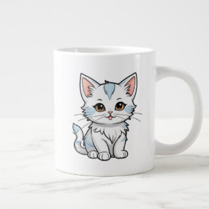 Gestileerde kat cartoon lijn kunst ontwerp-52316 grote koffiekop