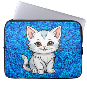 Gestileerde kat cartoon lijn kunst ontwerp-52316 laptop sleeve