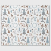 Gestileerde kerstbomen krans rendier sneeuwvlok cadeaupapier (Vlak)