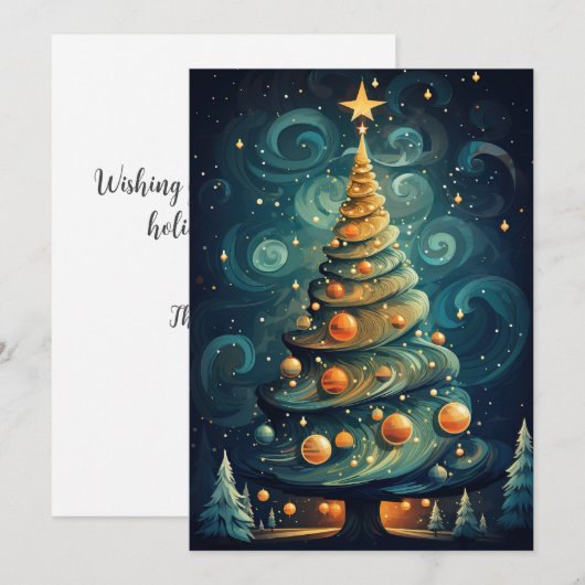 Gestileerde kerstboom feestdagenkaart (Voorkant / Achterkant)