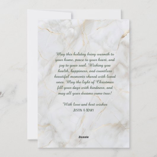 Gestileerde kerstboom in goud op donkere achtergro feestdagenkaart (Achterkant)